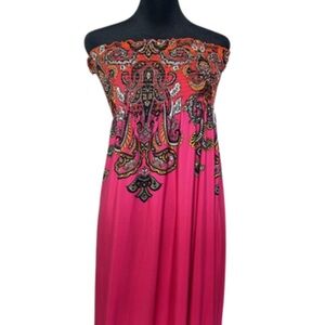 Venus Women’s Pink Smocked Bodice Strapless Maxi Dress Size Small beach